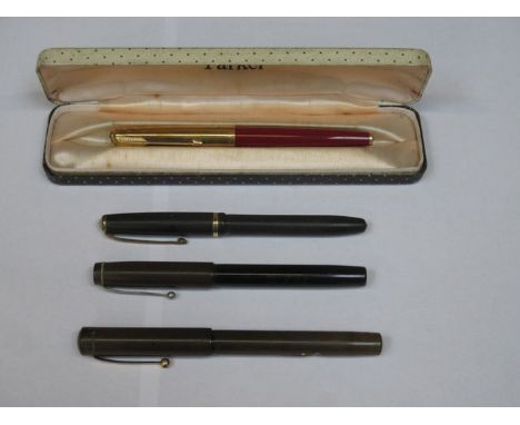 CASED VINTAGE PARKER PEN, CONWAY STEWART 12, WATERMANS PEN AND CONWAY STEWART 47'S WITH 14ct GOLD NIB 