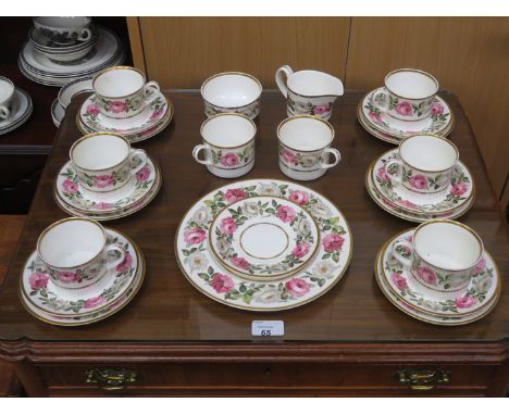 FLORAL AND GILDED ROYAL WORCESTER ROYAL GARDEN TEA SET 