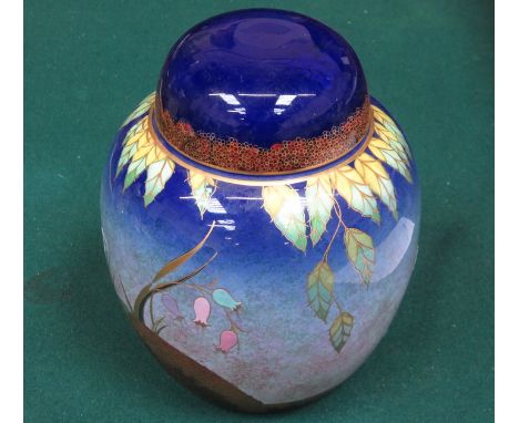 CARLTON WARE LUSTRE GLAZED CERAMIC STORAGE JAR WITH COVER, APPROXIMATELY 20cm HIGH 