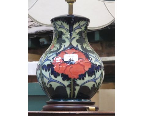 MOORCROFT GLAZED CERAMIC TABLE LAMP WITH SHADE 