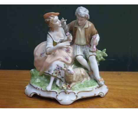CONTINENTAL STYLE HANDPAINTED CERAMIC FIGURE GROUP