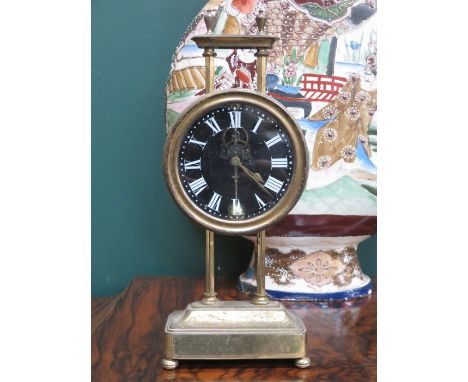 VINTAGE BRASS MANTEL CLOCK WITH ADJUSTABLE DIAL 