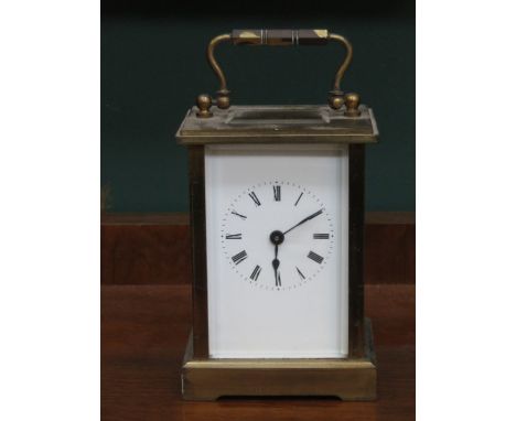 VINTAGE BRASS AND GLASS FRENCH STYLE CARRIAGE CLOCK 