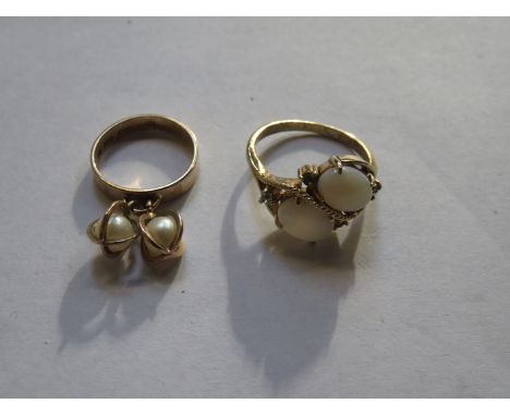 OPAL SET DRESS RING AND 9ct GOLD RING 