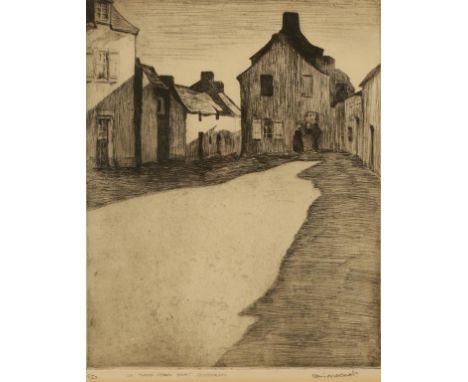 •IAN MACNAB (1890-1967) "La Place Jean Bart, Quiberon", numbered 9/50 and signed in pencil lower right, etching with aquatint