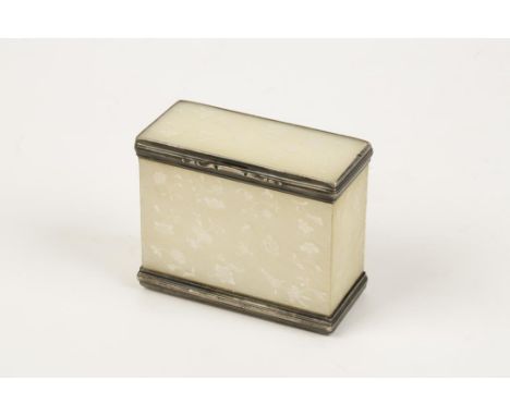 A FRENCH MOTHER OF PEARL AND WHITE METAL DOUBLE-ENDED SNUFF BOX of rectangular form with hinged lids and white metal mounts, 