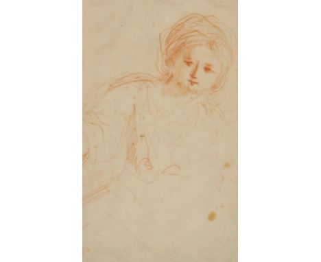 AFTER GIOVANNI FRANCESCO BARBIERI, IL GUERCINO (1591-1666, Bologna) Portrait of a young girl, red chalk on paper, 9" x 5.5"