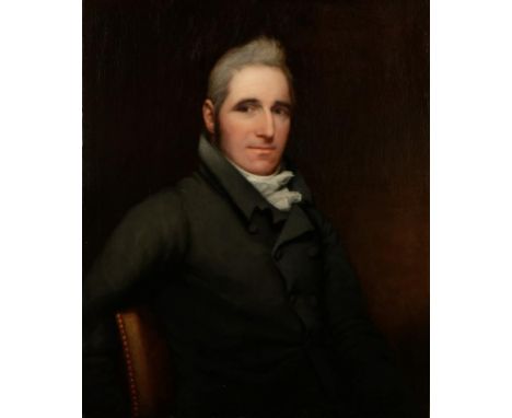 ATTRIBUTED TO JOHN MOIR (1775-1857) A half-length portrait of James Shearer, seated in a leather covered chair, oil on canvas