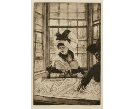 JAMES JACQUES TISSOT (1836-1902) L' Histoire ennuyeuse, signed and dated 1878 top right within the plate, etching, 12.5" x 8"