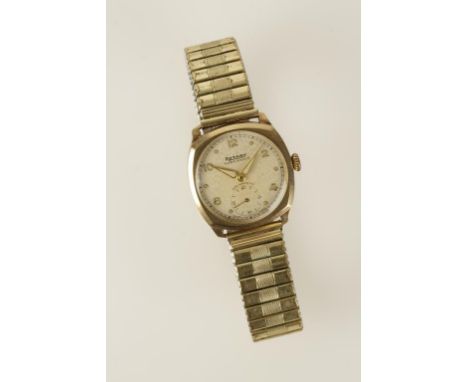 ROTARY: A GENTLEMANS 9CT YELLOW GOLD WRISTWATCH, the round dial with Arabic and dot numerals and subsidiary seconds dial, ins
