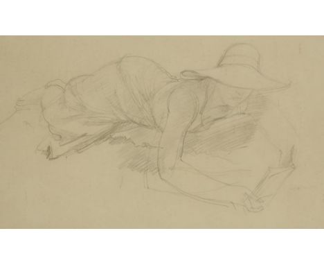 •WILLIAM DRING R.A. (1904-1991) "Lady in a hat", signed in pencil lower right, pencil sketch, 8.75" x 14.5", and one other po