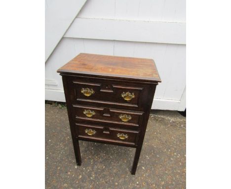Vintage Oak sewing box on legs with 2 drawers and hinged lid 