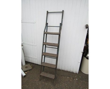 Metal step ladder with wooden treads for display purposes only 