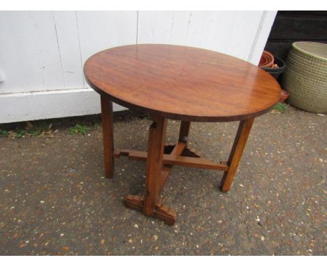Vintage hardwood tilt-top folding occasional table 
