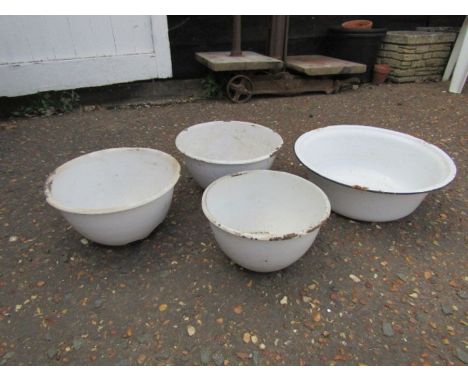 4 Vintage enamel mixing bowls 