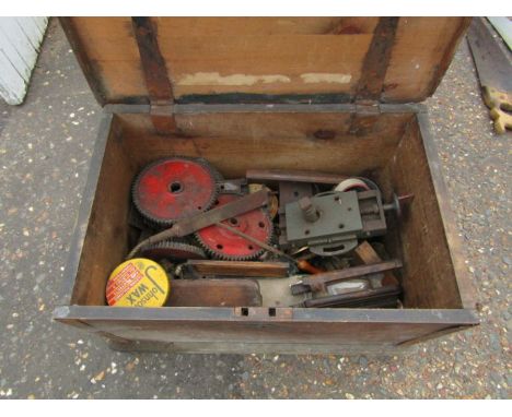 Vintage pine toolbox with tools 