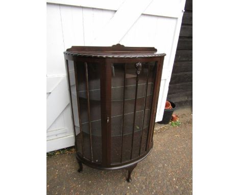 Vintage mahogany bow fronted display cabinet 