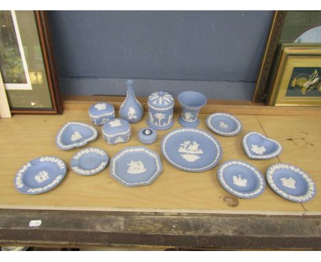 15 Pieces of light blue Wedgewood Jasperware 