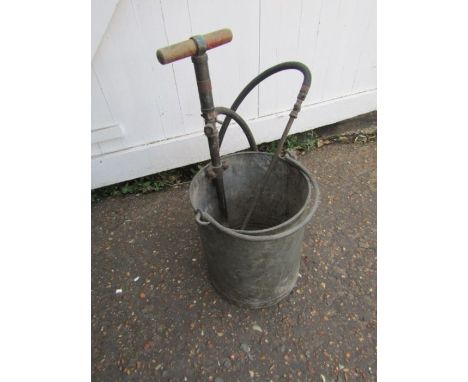 Vintage galvanised stirrup pump bucket 