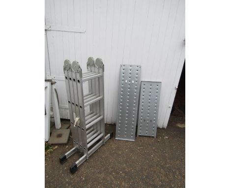 Alloy multi-purpose ladder with platform 
