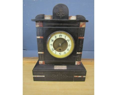 A black slate mantel clock 33cm