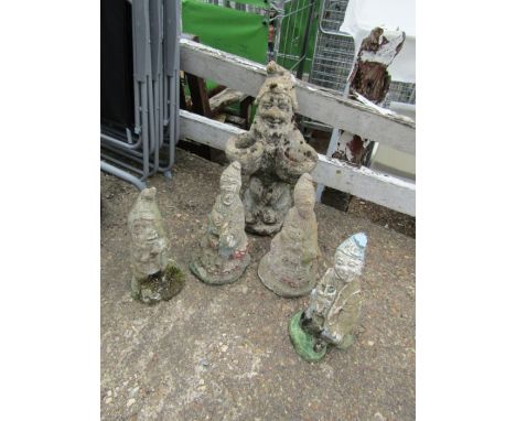 4 Concrete garden Gnomes and concrete Gnome planter