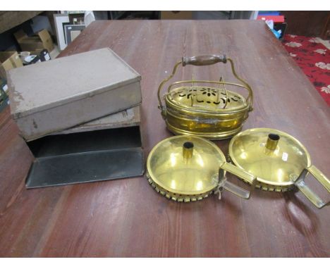Brassware and 2 vintage metal files
