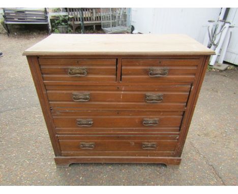 Vintage pine 2 short over 3 long chest of drawers and small hardwood cupboard 