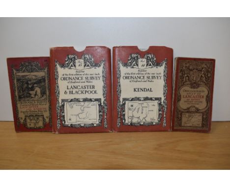 Two David &amp; Charles reprints of Ordnance Survey maps illustrating Kendal, &amp; Lancaster &amp; Blackpool, together with 