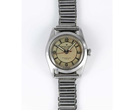 A RARE GENTLEMAN'S STAINLESS STEEL ROLEX OYSTER PRECISION BRACELET WATCHCIRCA 1940s, REF. 4220 WITH SECTOR TYPE DIAL, CO-SIGN