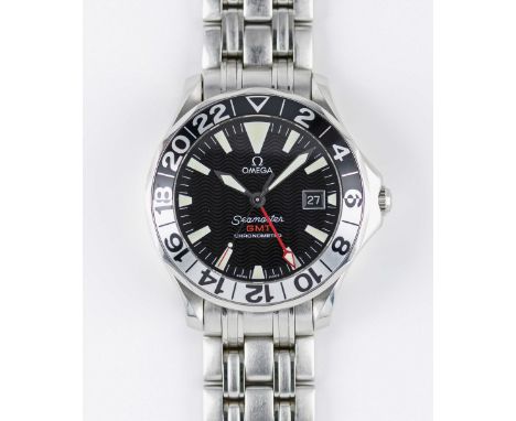 A GENTLEMAN'S STAINLESS STEEL OMEGA SEAMASTER GMT CHRONOMETER BRACELET WATCHDATED 2003, REF. 2234.50.00 50TH ANNIVERSARY EDIT
