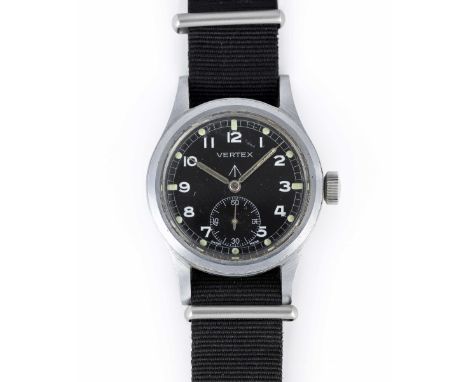 A GENTLEMAN'S BRITISH MILITARY VERTEX W.W.W. WRIST WATCHCIRCA 1945, PART OF THE "DIRTY DOZEN" WITH MOD DIALMovement: 15J, man