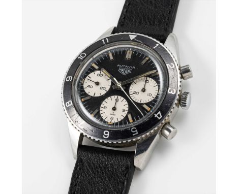 A RARE GENTLEMAN'S STAINLESS STEEL HEUER AUTAVIA CHRONOGRAPH WRIST WATCH CIRCA 1965, REF. 2446H WITH 3RD EXECUTION DIAL & TRA