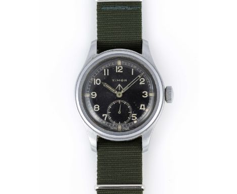 A GENTLEMAN'S STAINLESS STEEL BRITISH MILITARY TIMOR W.W.W. WRIST WATCHCIRCA 1945, PART OF THE "DIRTY DOZEN" Movement: 15J, m