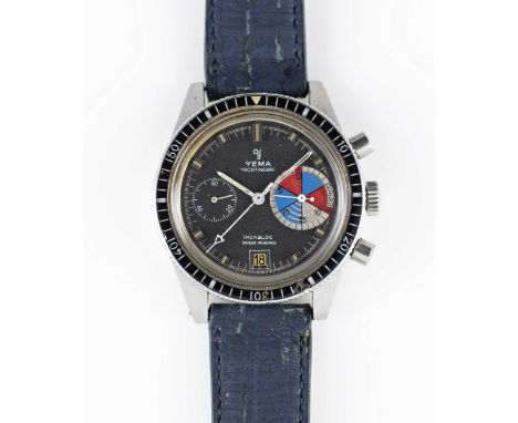 A GENTLEMAN'S STAINLESS STEEL YEMA YACHTINGRAF CHRONOGRAPH WRIST WATCHCIRCA 1968, PATENT PENDING MODEL WITH PORTUGUESE IMPORT