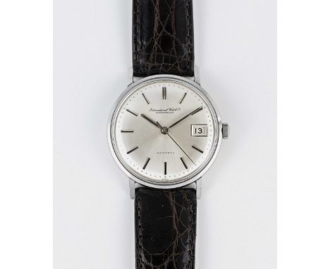 A GENTLEMAN'S STAINLESS STEEL IWC AUTOMATIC DATE WRIST WATCHCIRCA 1960s, REF. R 807A WITH SUNBURST SILVER DIALMovement: Autom