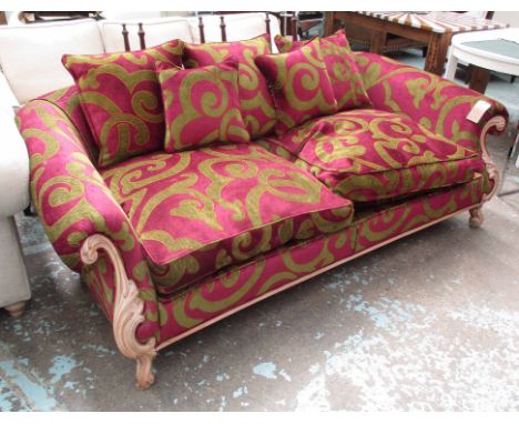 DURESTA WOLFGANG SOFA, two seater, in Zoffany fabric on ornate painted supports, 236cm L.