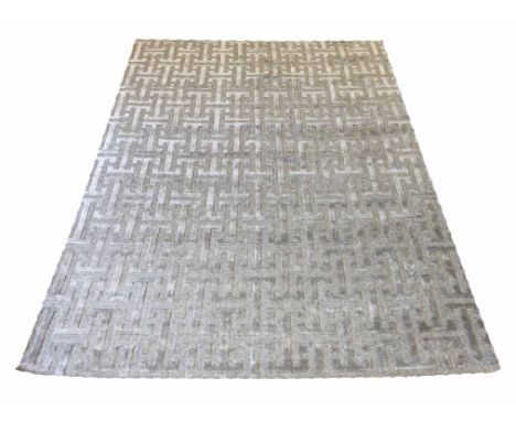 HOPPEN SILK CARPET, 240cm x 170cm, abstract silver field.