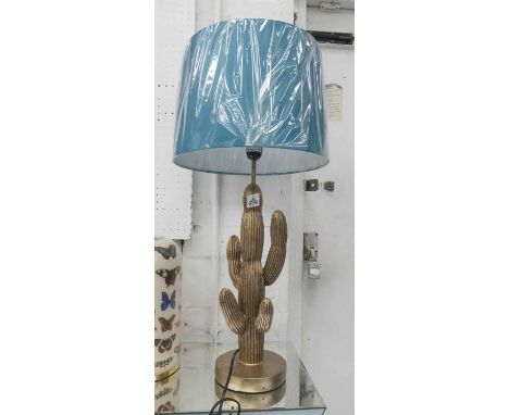 TABLE LAMP, novelty cactus form with blue shade, 75cm H. 