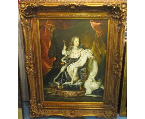 20TH CENTURY SCHOOL AFTER HYACINTHE RIGAUD 'Portrait of Louis XV as a Child in Coronation Robes', oil on canvas, 103cm x 77cm