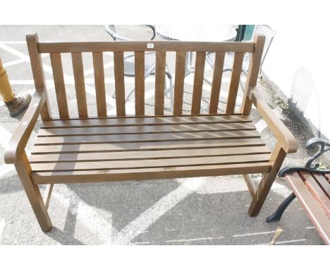 A hardwood garden bench