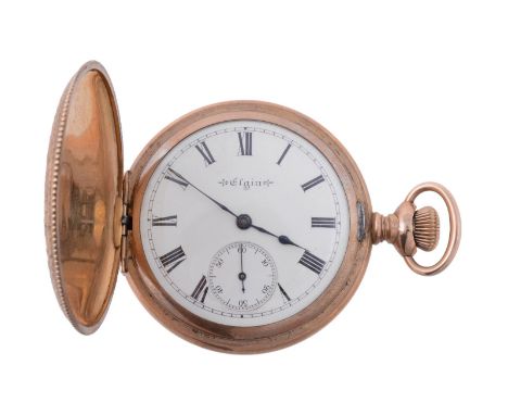 Elgin National Watch Company, a hunting cased keyless lever watch, USA, circa 1920, gilt 7 jewel movement, cut bi-metallic ba