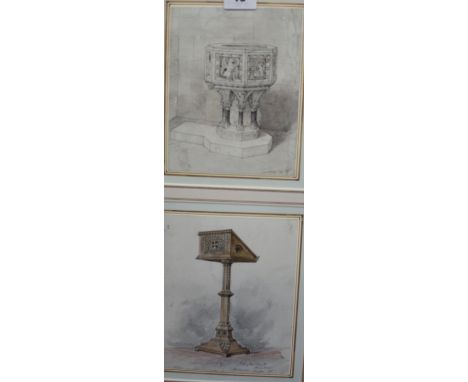 English School (20th Century) Church Architectural drawings Pen and watercolour Inscribed 'J. Drayton Wyatt architect Hollowa