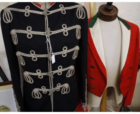 A collection of late 19th and early 20th century Uniform jackets and coats. Comprising early 20th century Hussars tunic with 