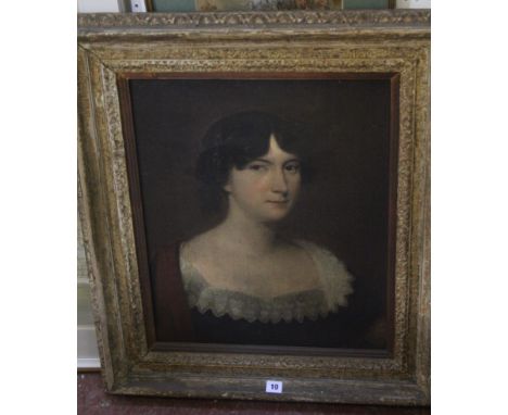 English School (19th Century) Head and shoulders portrait of a lady Oil on canvas 54cm x 45cm