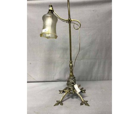 BRASS TABLE LAMP OF GOTHIC REVIVAL DESIGNand one other