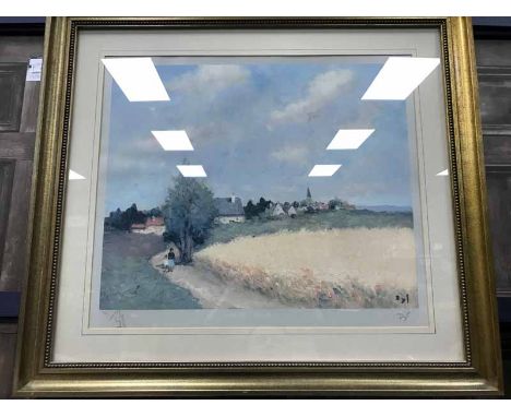 * MARCEL DYF (FRENCH 1899 - 1985),LANDSCAPE WITH FIGURESgiclee print, signed and numbered 64/50045.5cm x 55.5cmMounted, frame