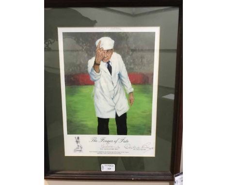 JACK RUSSELLTHE FINGER OF FATEsigned print, also signed by cricket umpire Harold Dennis 'Dickie' Bird