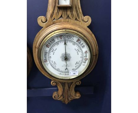 VICTORIAN OAK BANJO BAROMETER