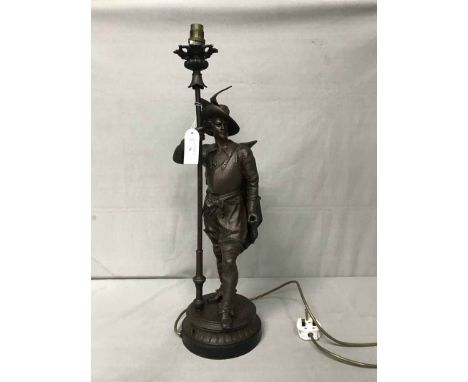 LAMP BASE MODELLED AS A FIGURE OF A MUSKETEER